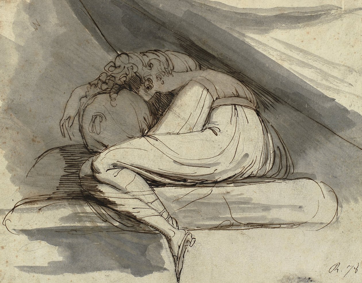 Kvinne som sitter, krøllet sammen av Johann Heinrich Füssli