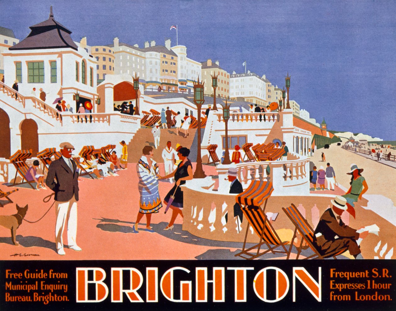 Plakatreklame for reise til Brighton av Henry George Gawthorn