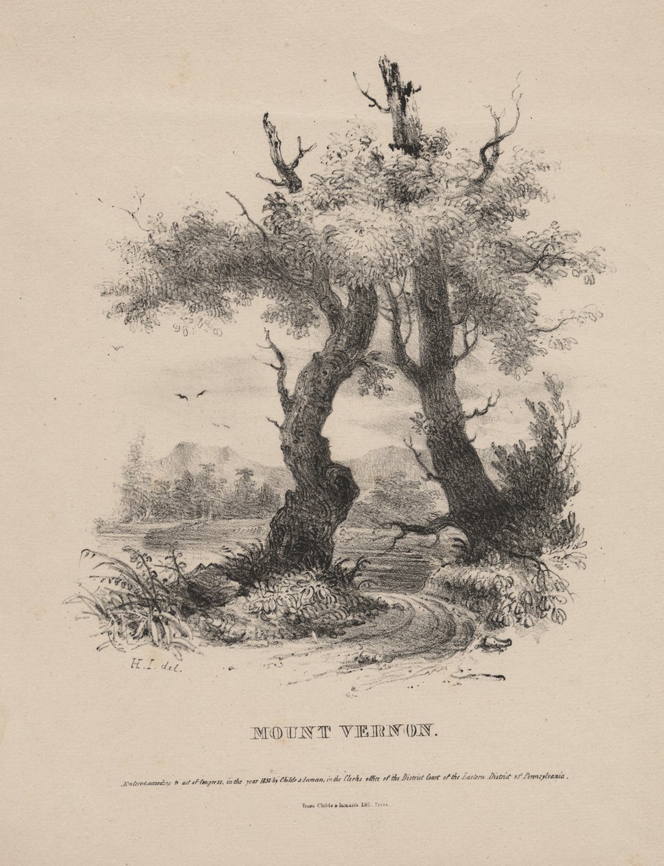 Mount Vernon, litho av Childs und Inman, 1832 av Henry Inman