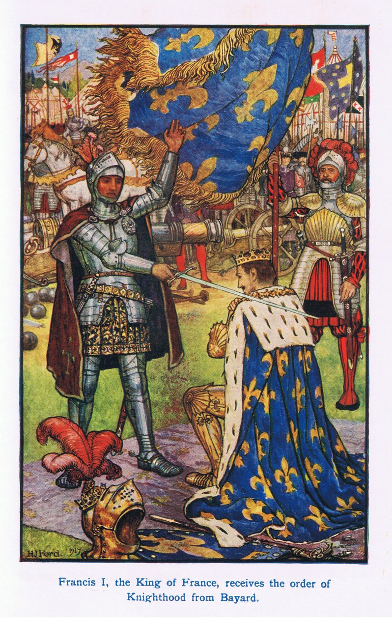 Frans I, kongen av Frankrike mottok ridderordenen fra Bayard av Henry Justice Ford