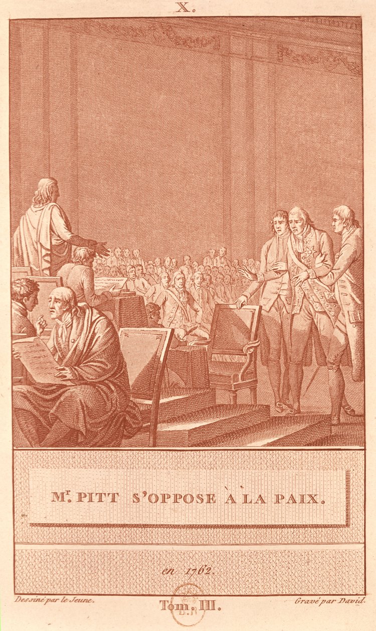 William Pitt den eldste (1708–78) Motstander freden av 1762, gravert av David av Henry Le Jeune