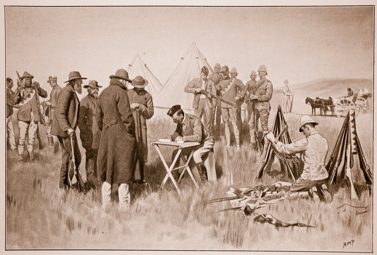 Boers avlagt nøytralitetsed på Greylingstad, fra en skisse av Lieut. E.B. Knox, R.A.M.C. av Henry Marriott Paget