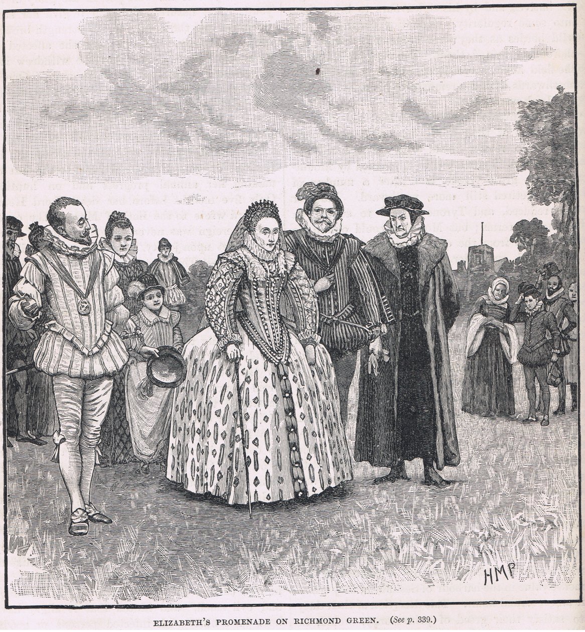 Elizabeths promenade på Richmond Green 1603 av Henry Marriott Paget