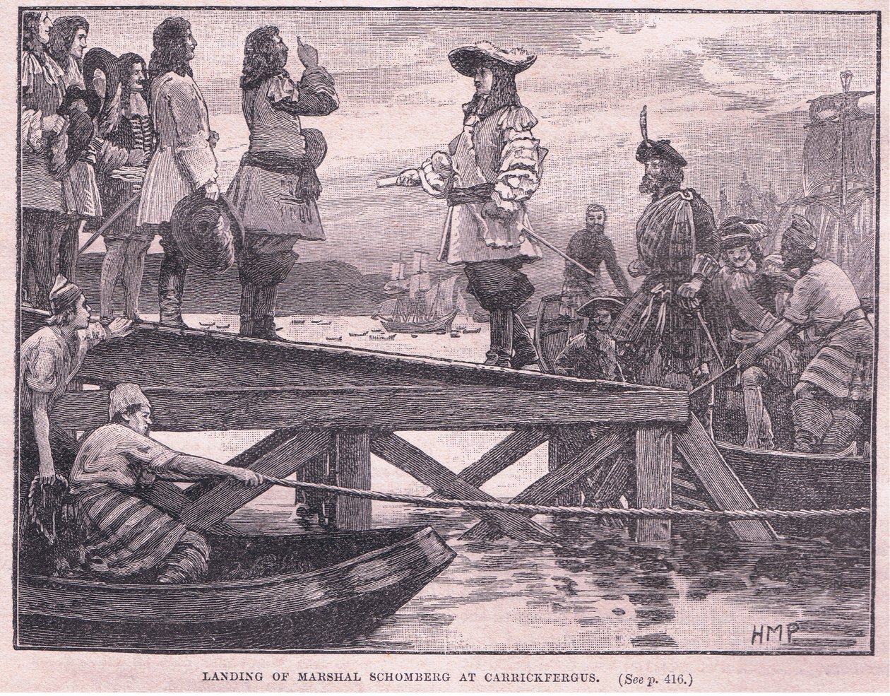 Landingen av marskalk Schomberg ved Carrickfergus AD 1689 av Henry Marriott Paget