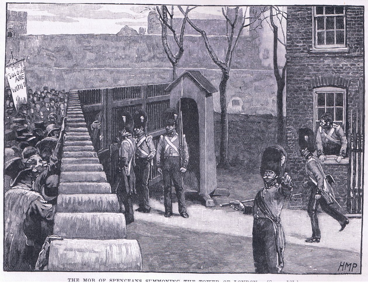 Pøbelen av spenceanere som tilkaller Tower of London AD 1816 av Henry Marriott Paget