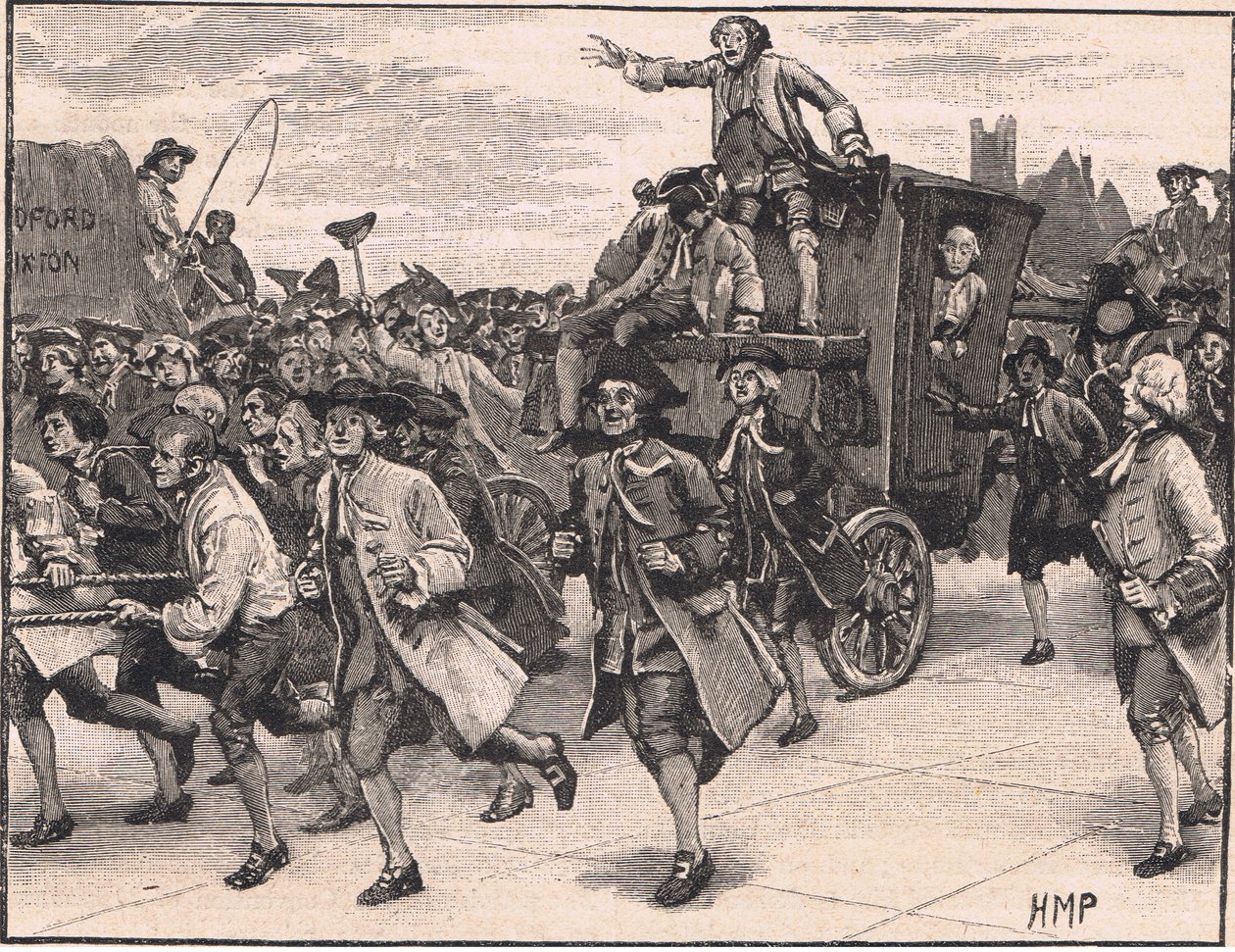 Mobben løslater Wilkes på vei til fengselet 1768 e.Kr av Henry Marriott Paget