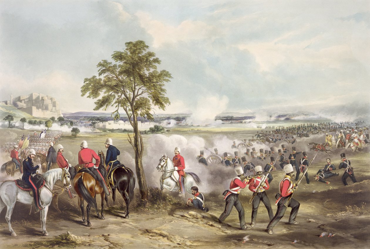 Slaget ved Goojerat 21. februar 1849, gravert av John Harris (ca. 1791-1873) 1850 av Henry Martens