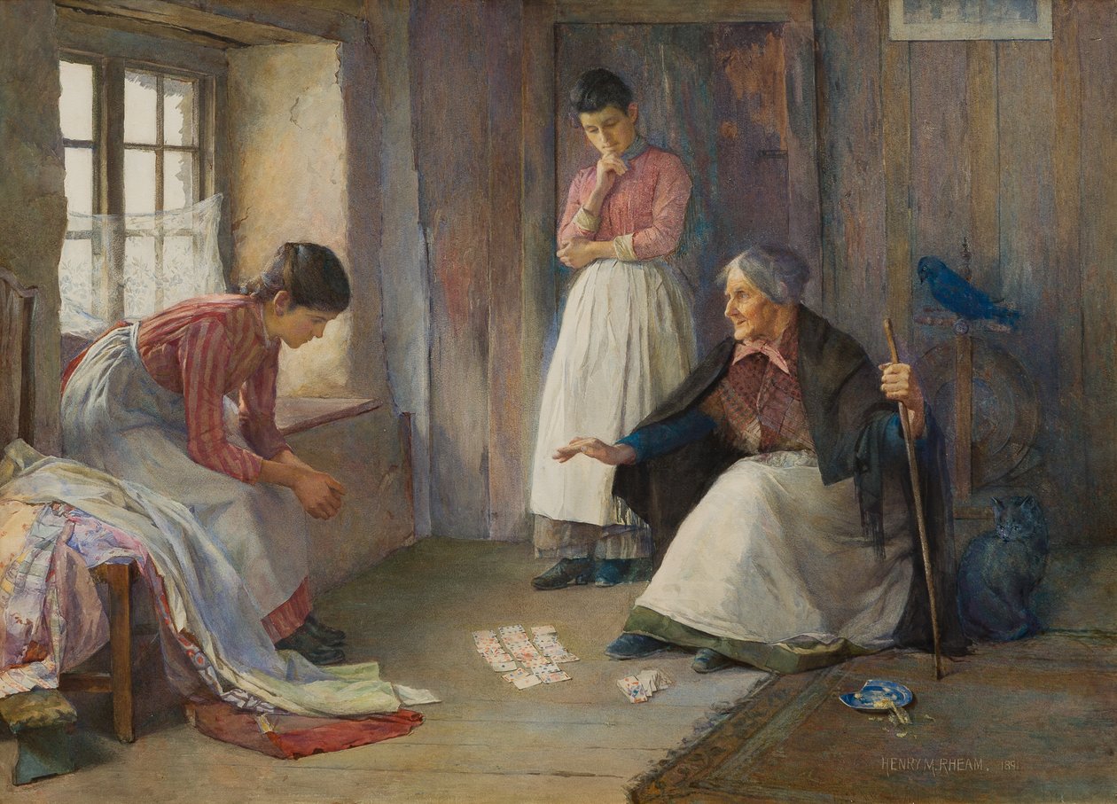 The Fortune Teller, 1891 (wc på papir) av Henry Meynell Rheam