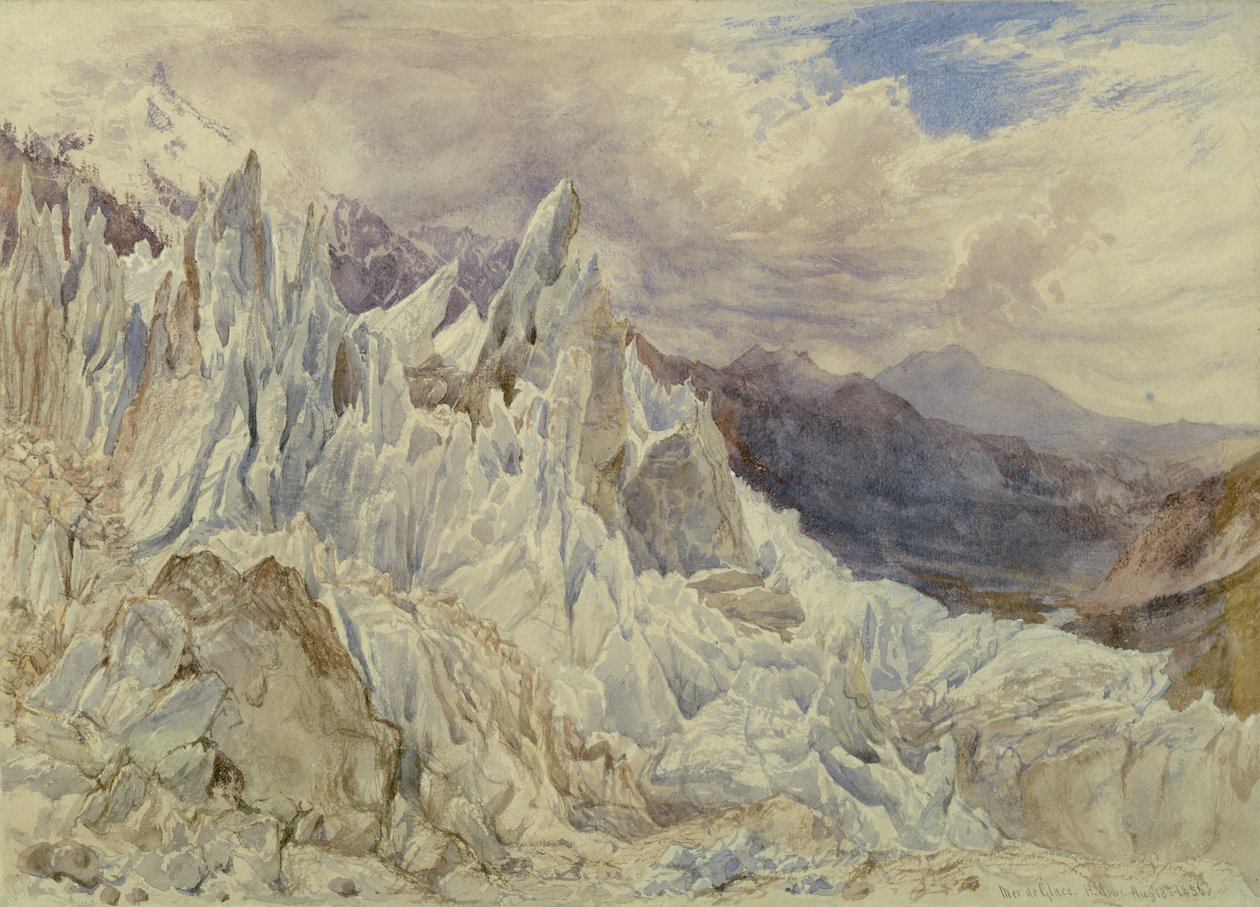 Mer de Glace, 1856 (wc over grafitt med gouache på papir) av Henry Moore