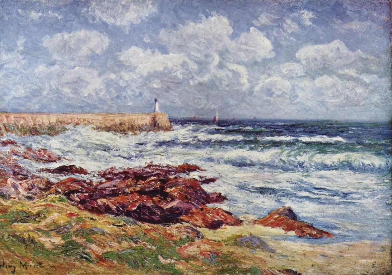 Brygge i havnen i Audiernen Francais: Le port dAudiernen av Henry Moret