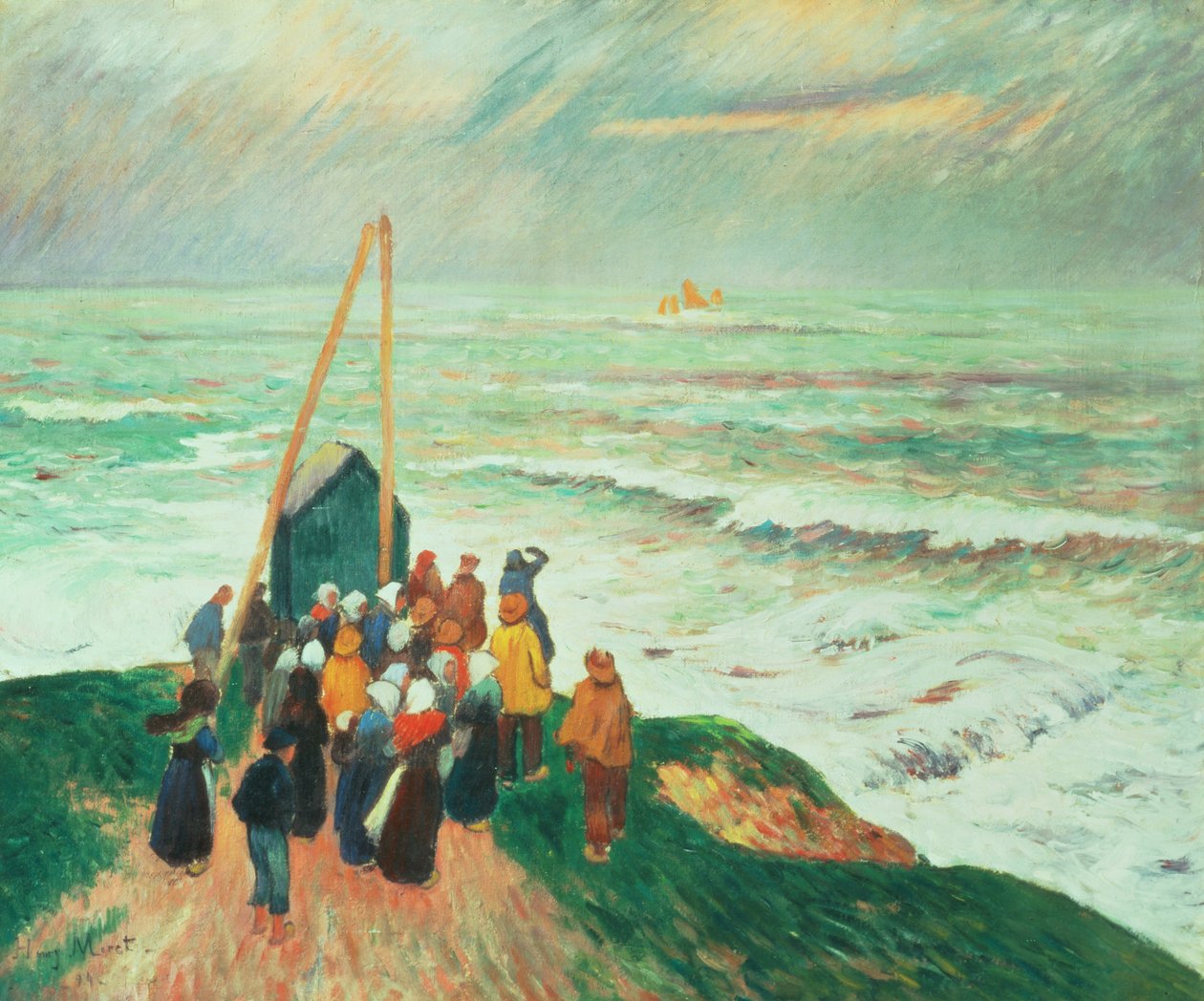 Venter på tilbakekomsten av fiskerne i Bretagne, 1894 av Henry Moret