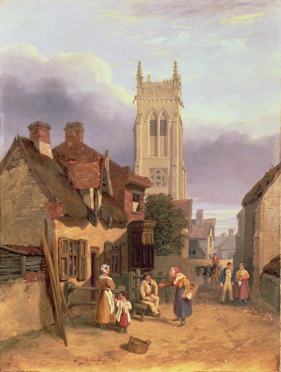 Cromer Church, Norfolk (olje på kvernbrett) av Henry Ninham