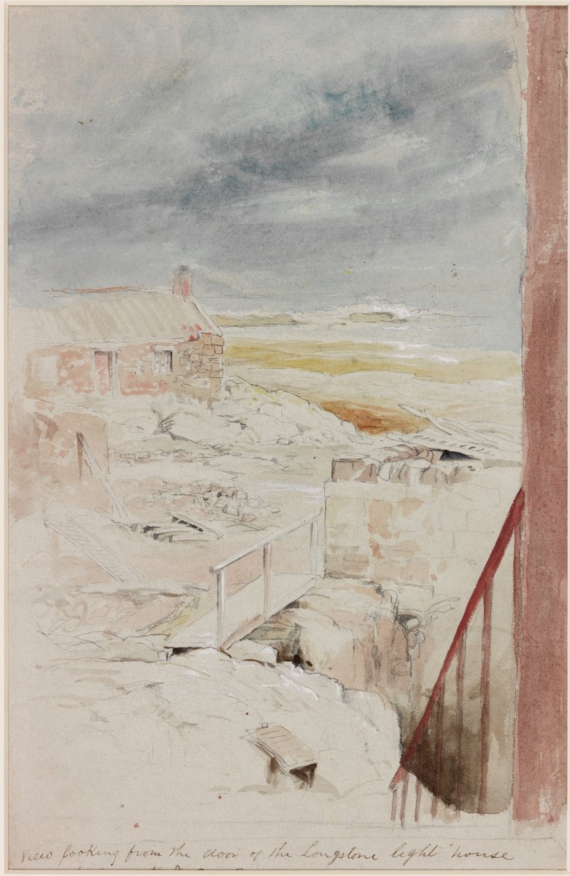 Utsikt fra Longstone fyrtårn, 1838 (bc, blyant og wc på papir) av Henry Perlee Parker