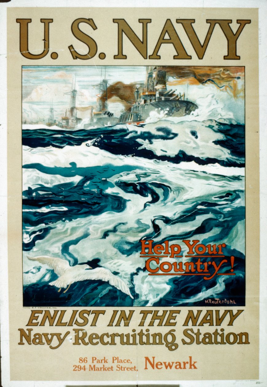 U.S. Navy WWI rekrutteringsplakat av Henry Reuterdahl