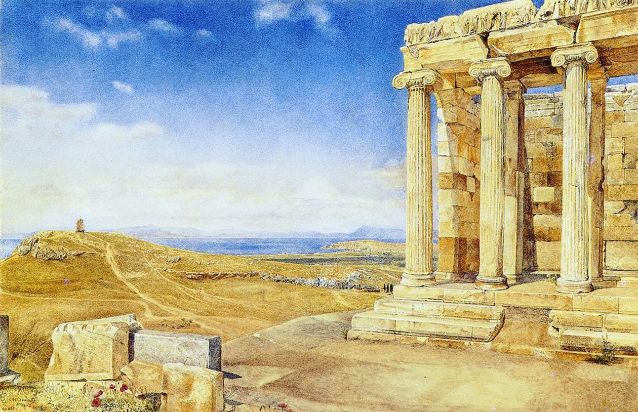 Athena Nikes tempel, Akropolis, Athen, 1893 av Henry Roderick Newman