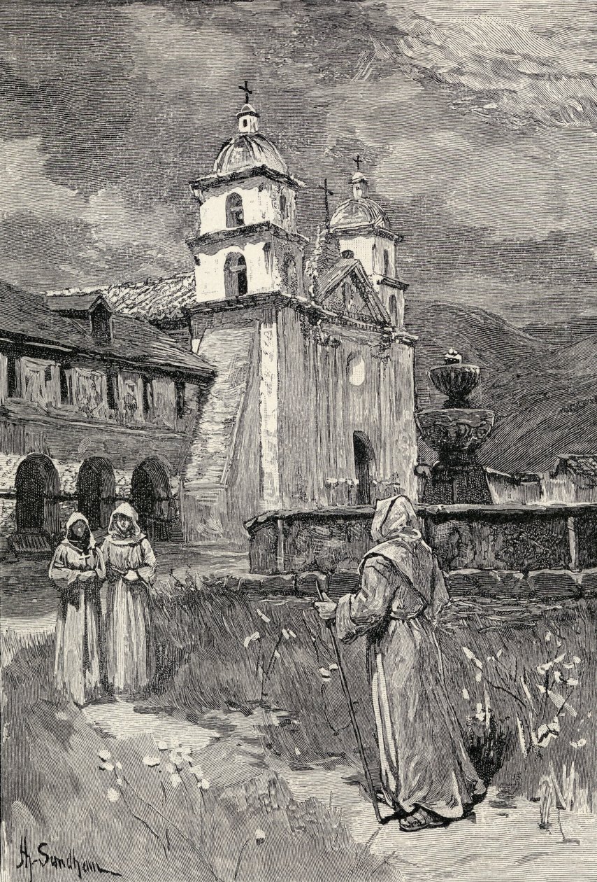 Fontene og misjon, Santa Barbara, California, fra 