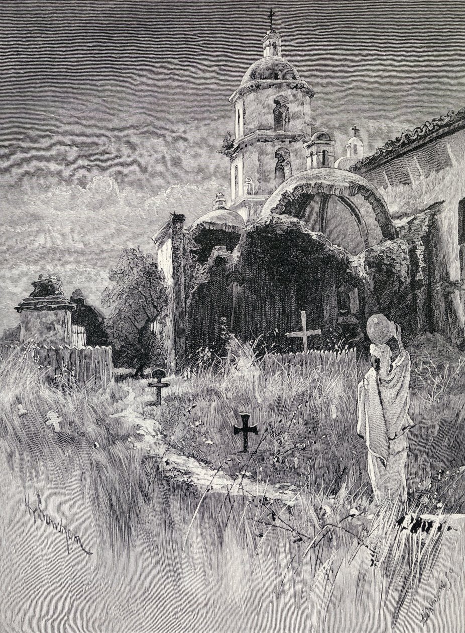 Kirkegård og misjon, San Luis Rey de Francia, California, fra 