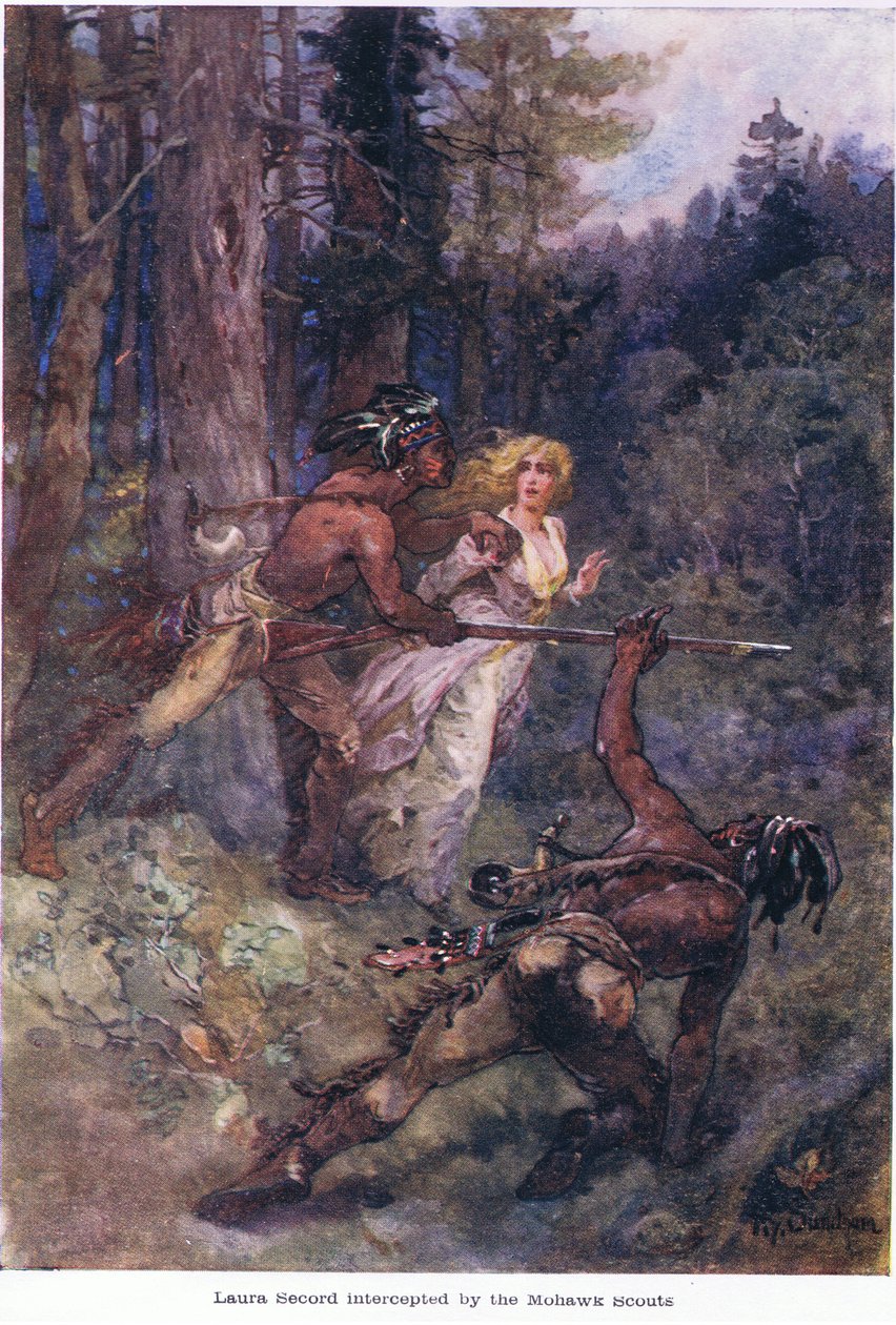 Laura Secord fanget opp av Mohawk-speiderne, ca. 1920 av Henry Sandham