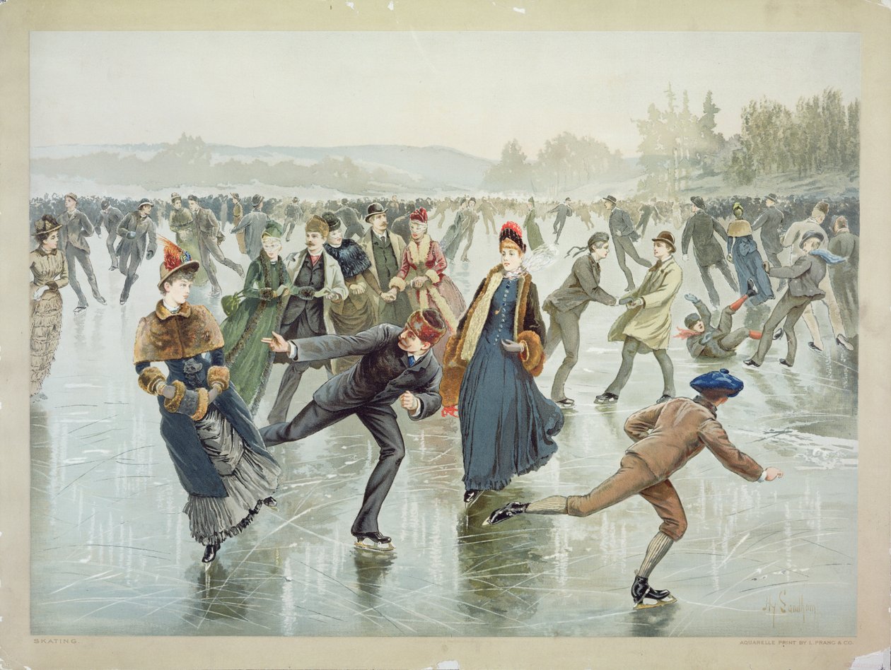 Skating, utgitt av L. Prang og Co. av Henry Sandham