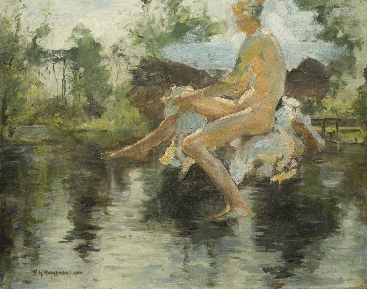 Skisse av en sittende gutt, 1917 av Henry Scott Tuke