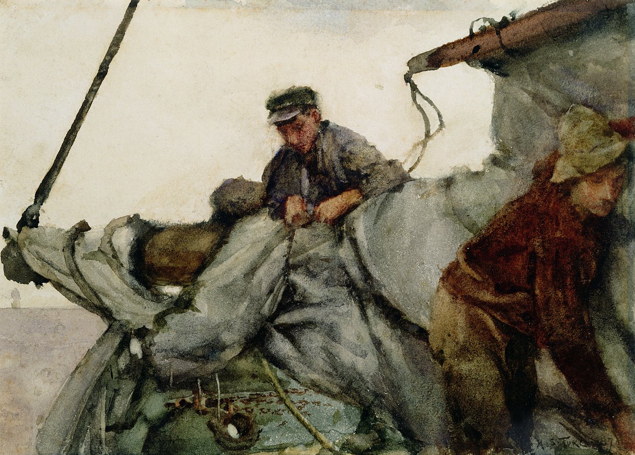 Arbeider på seilet, 1887 av Henry Scott Tuke