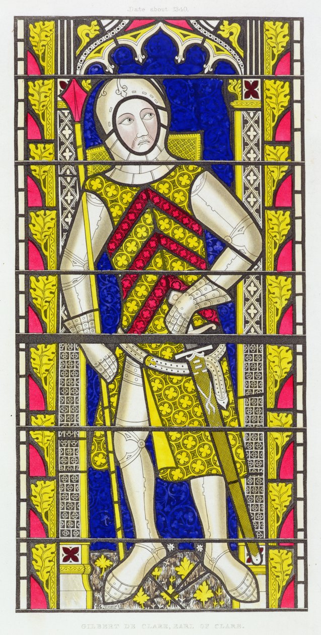 Gilbert de Clare, 3. jarl av Gloucester (1243-95), etter et glassmaleri fra ca. 1340 i Tewkesbury Abbey Church av Henry Shaw