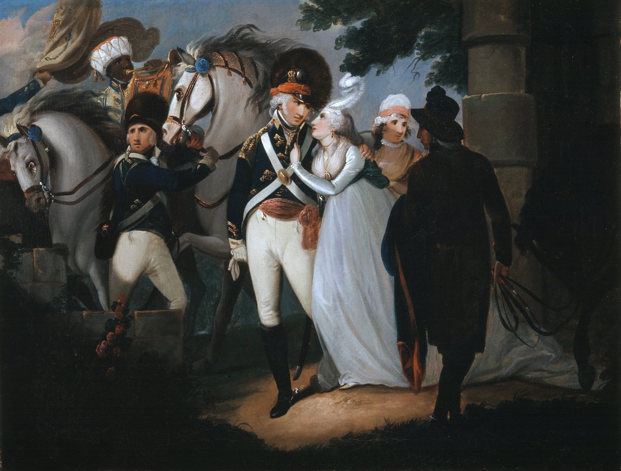En offiser for Light Dragoons som tok avskjed med sin kone, ca. 1795 av Henry Singleton