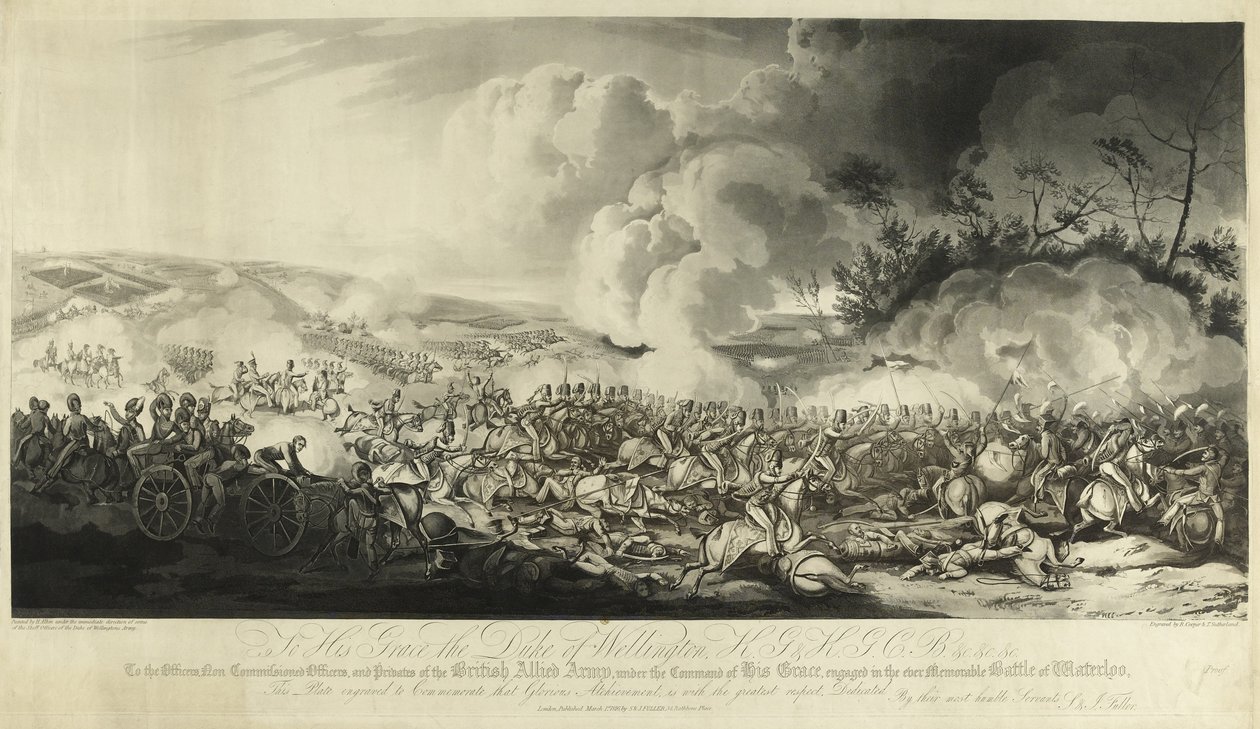Slaget ved Waterloo, 1815, 1816 (akvatint) av Henry Thomas Alken