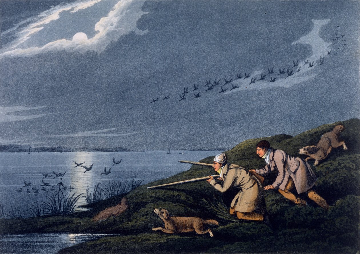 Skyting av villfugler, 1820 av Henry Thomas Alken