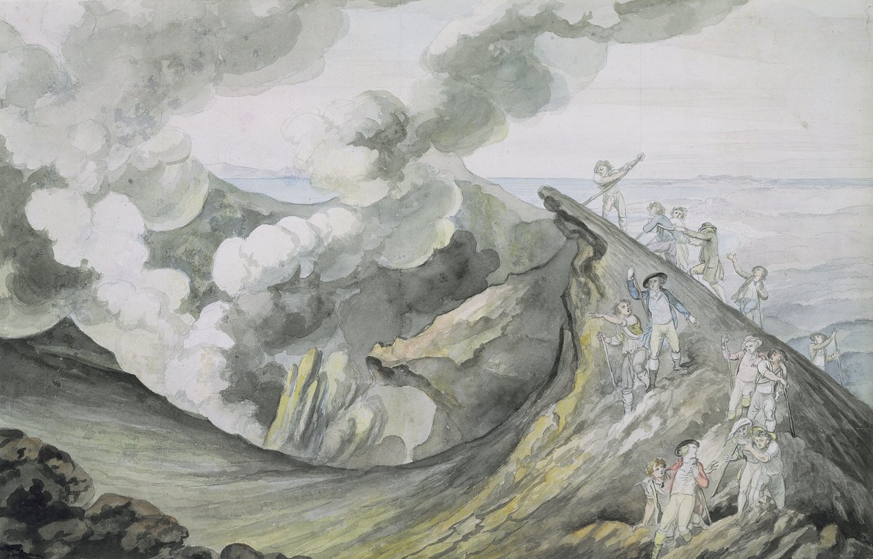 The Ascent of Vesuvius, 1785-91 (wc over grafitt på papir) av Henry Tresham