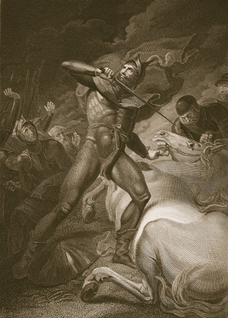The Resolute Conduct of the Earl of Warwick før slaget ved Towton, gravert av T. Holloway, illustrasjon fra David Humes 'The History of England', pub. av R. Bowyer, London, 1812 (gravi av Henry Tresham