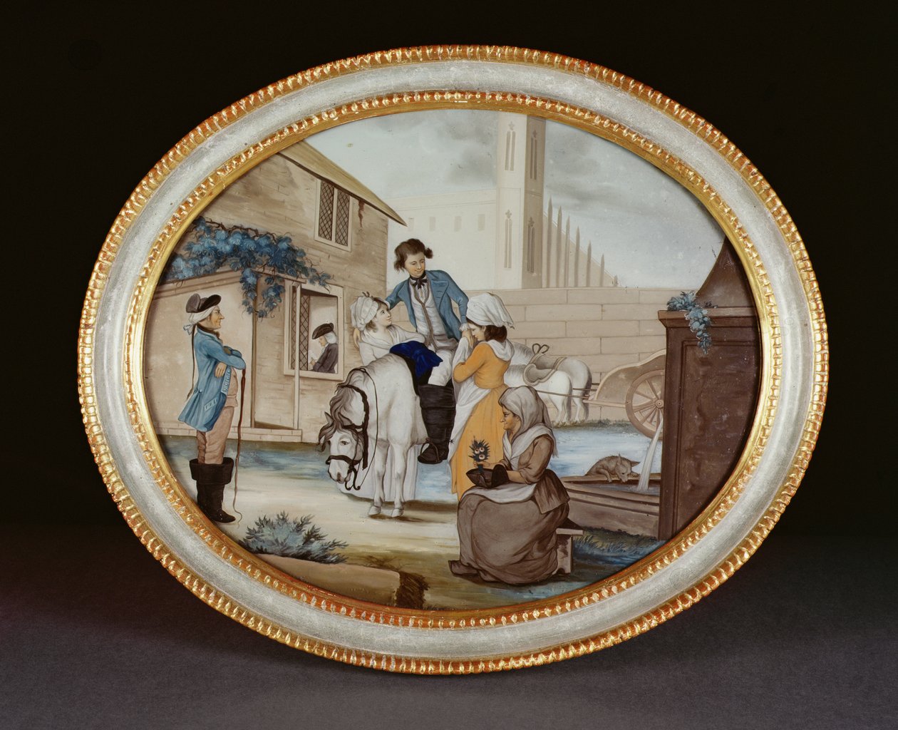 Et omvendt glassmaleri som viser en avskjedsscene utenfor en taverna, Qianlong-perioden (1736–95) ca. 1790 (glass) av Henry W. Banbury