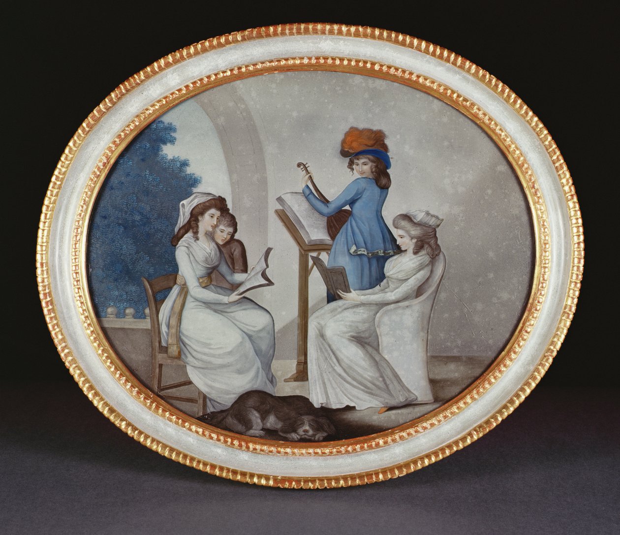 Et omvendt glassmaleri som viser damemusikere, Qianlong-perioden (1736–95) ca. 1790 (glass) av Henry W. Banbury