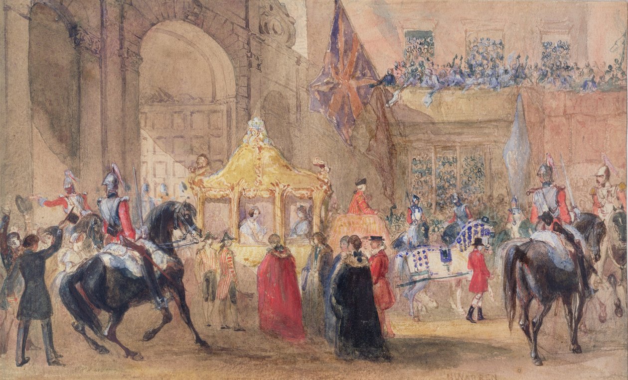 Lord Mayor står klar til å hilse på dronning Victoria (1819-1901) på Temple Bar i 1837 av Henry Warren