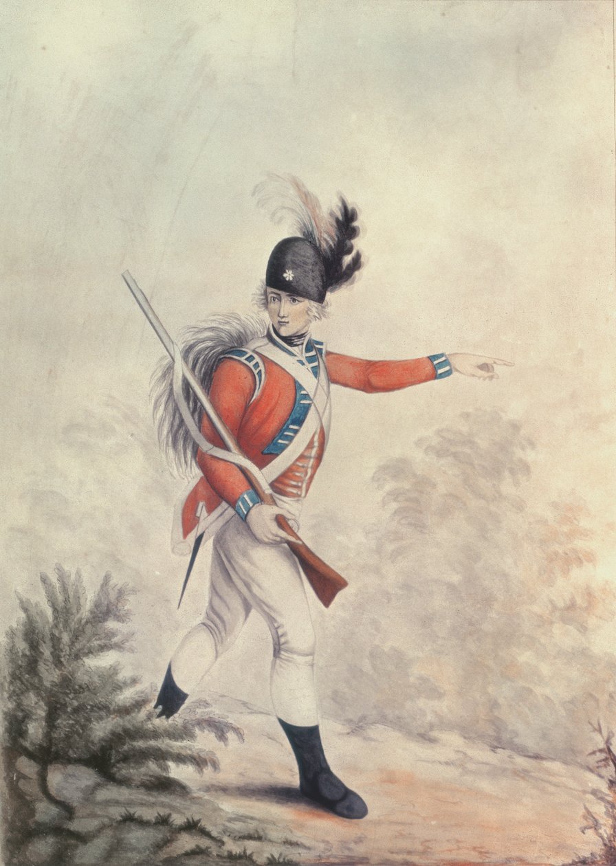 Light Infantryman, maleri for Soiron-graveringen utgitt av Thomas Macklin, 20. juli 1791 av Henry William Bunbury
