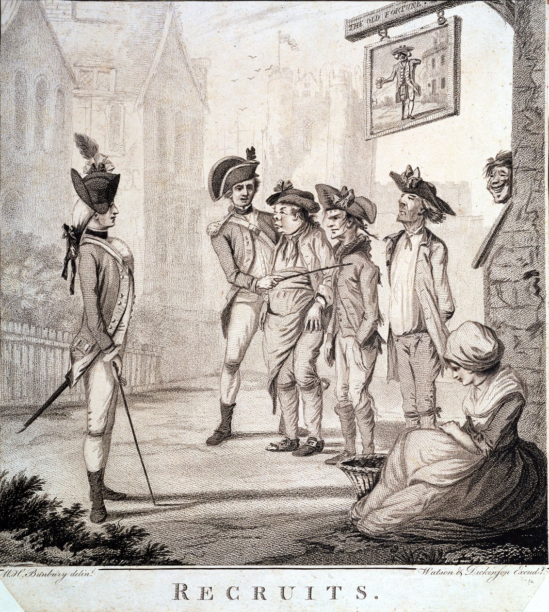 Rekrutter, gravert av Watson og Dickinson, 1780 av Henry William Bunbury