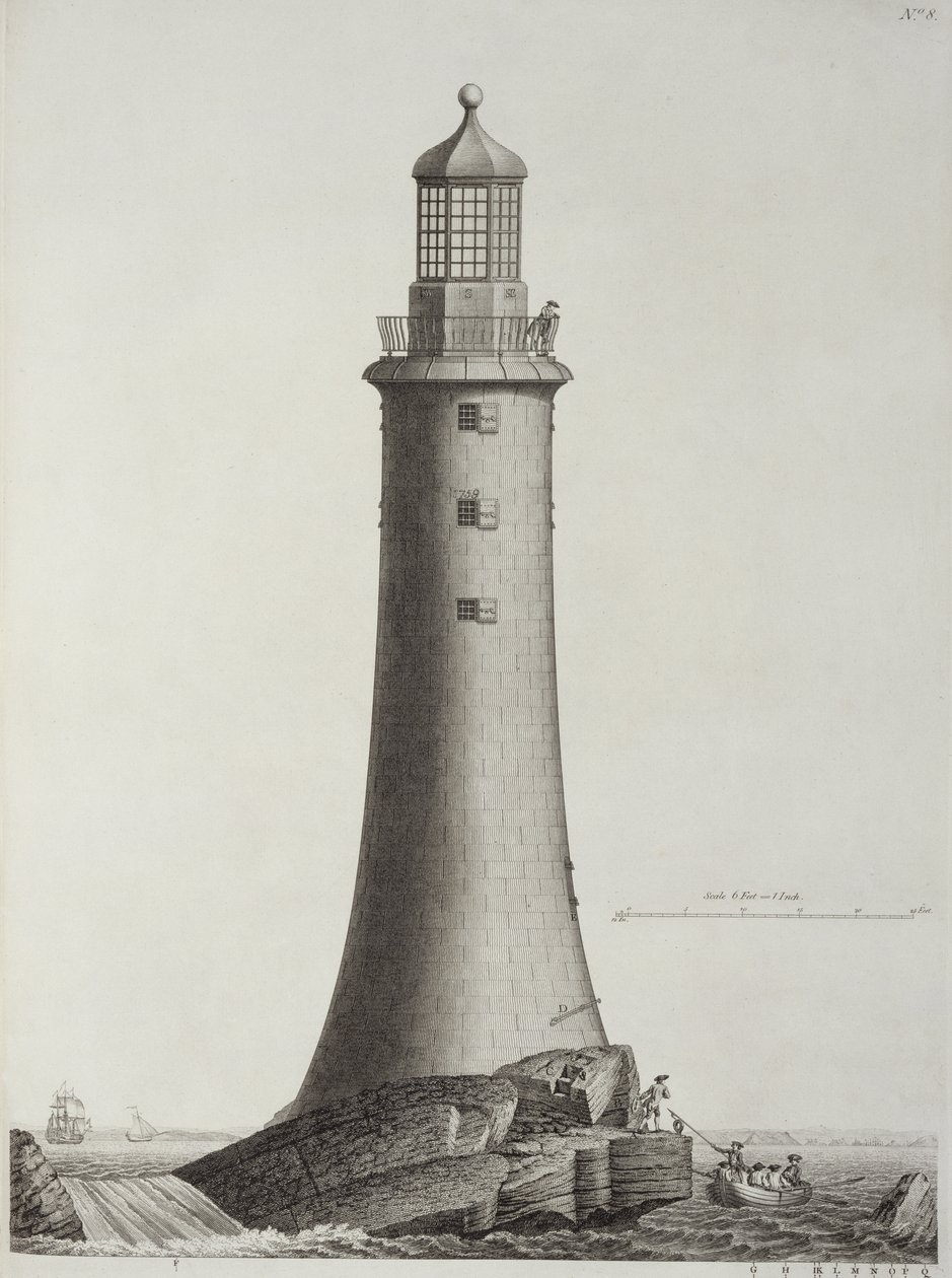 Edystone Lighthouse gravert av Edward Rooker (ca. 1712-74), 1763 av Henry Winstanley