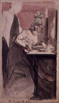En kurtisane ved sminkebordet hennes av Johann Heinrich Füssli