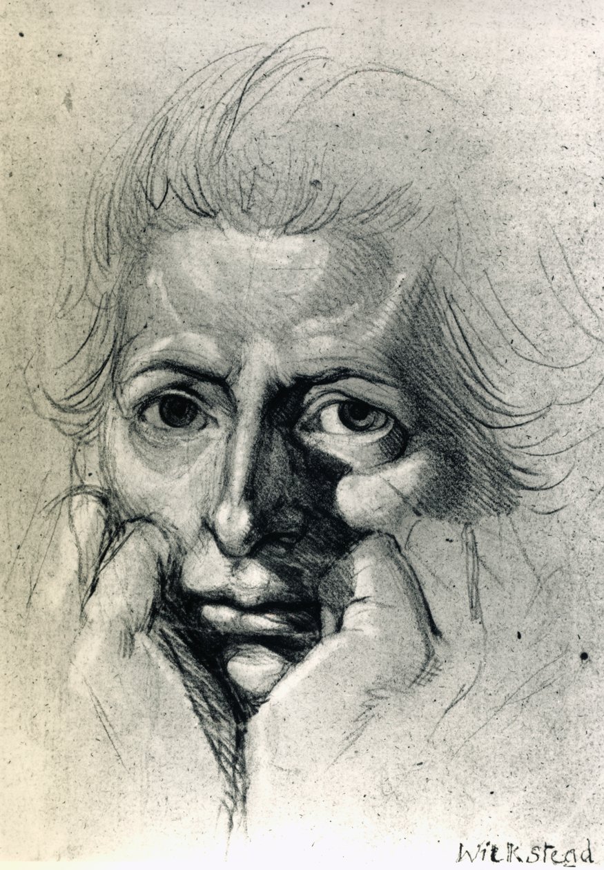 Studie for selvportrett, av Henry Fuseli (1741-1825), tegning. Sveits av Johann Heinrich Füssli