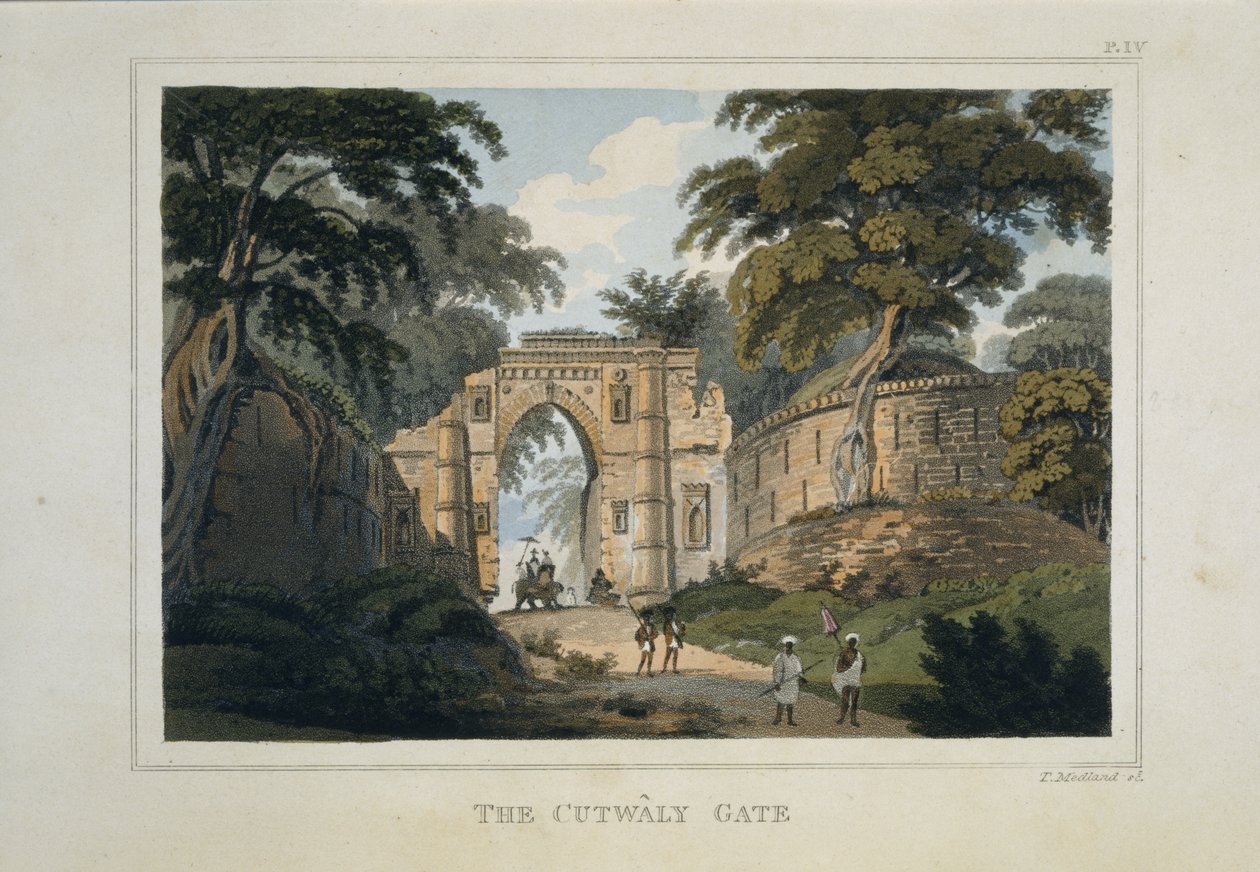 Cutwaly-porten, eller 'Kotwali Darwaza', ruinene av Gaur av Henry (after) Creighton