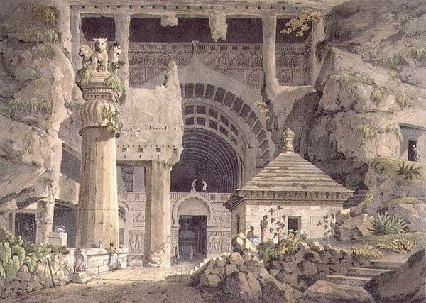 Gamle utgravninger ved Carli, plate XIV, gravert av Daniel Havell (1785-1826) 1809 (gravering) av Henry (after) Salt