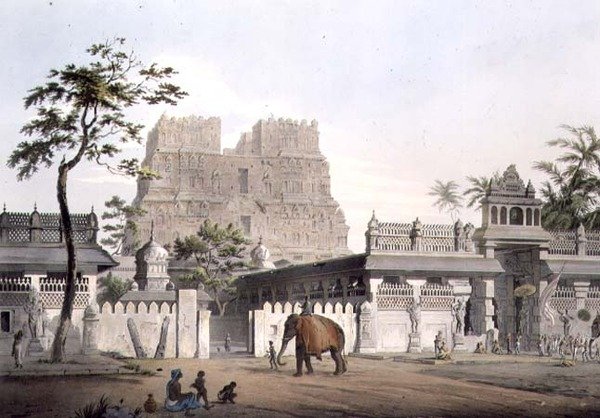 Pagode ved Ramisseram, plate IX, gravert av J. Bluck (fl.1791-1831) 1809 (gravering) av Henry (after) Salt