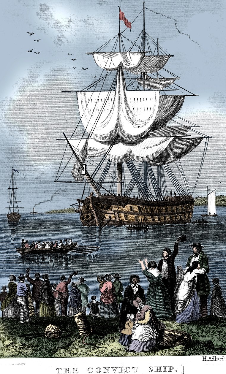The Convict Ship, c1820. av Henry Adlard
