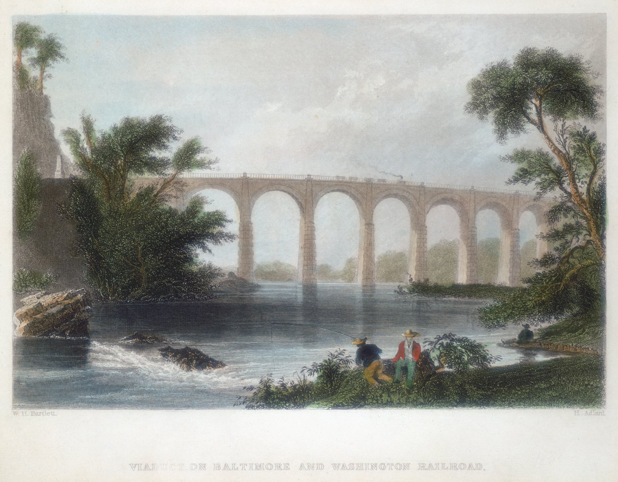 Viadukt på Baltimore & Washington Railroad, c1838 av Henry Adlard