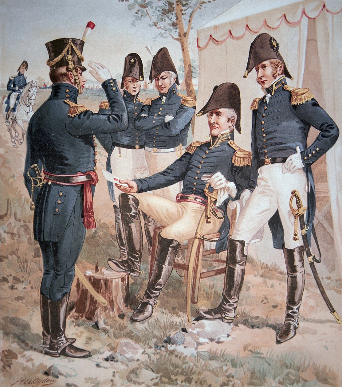General Andrew Jackson (1767-1845) og hans stab i felten av Henry Alexander Ogden