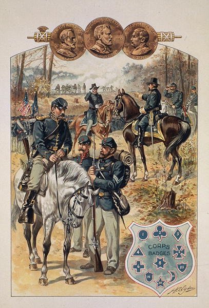 Union Uniforms and Corps Badges (akvarell på papir) av Henry Alexander Ogden