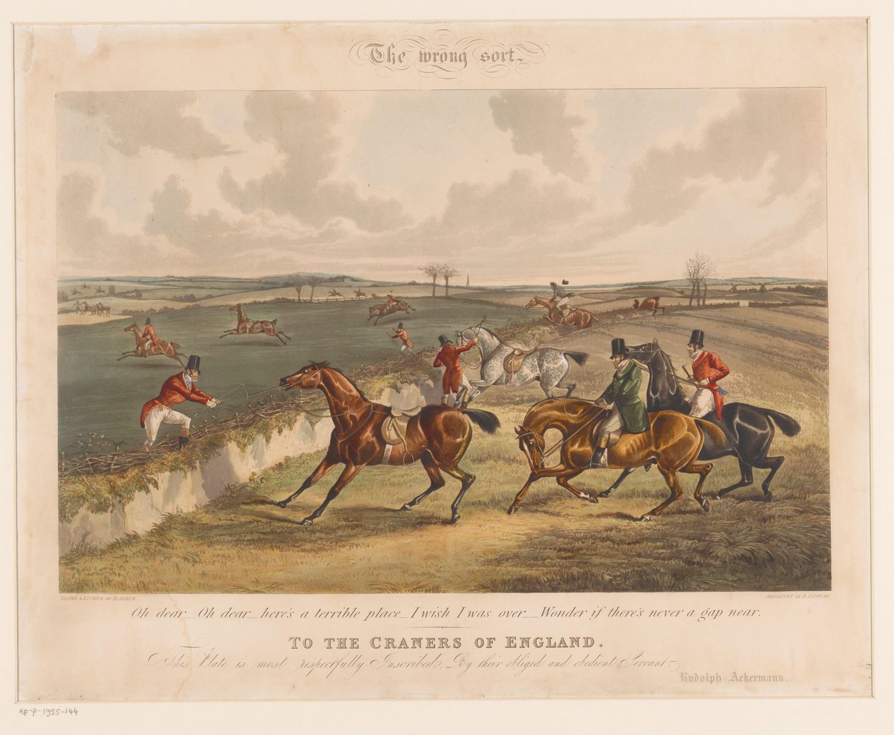 Jakt på hester som bukker og nekter å hoppe Feil sortering (tittel på objekt) av Henry Alken (I)
