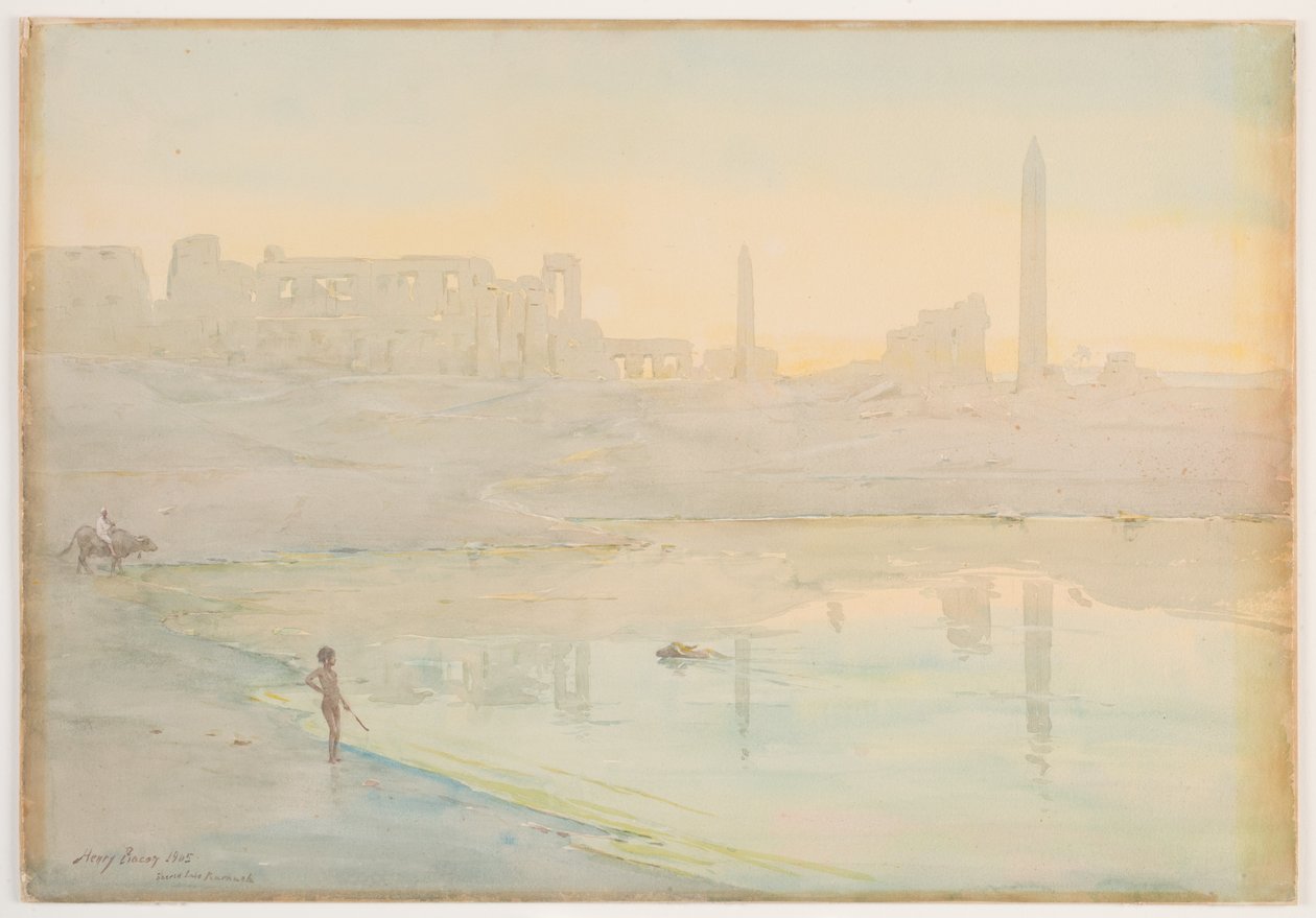 Sacred Lake, Karnak, 1905 (wc over blyant på papir) av Henry Bacon