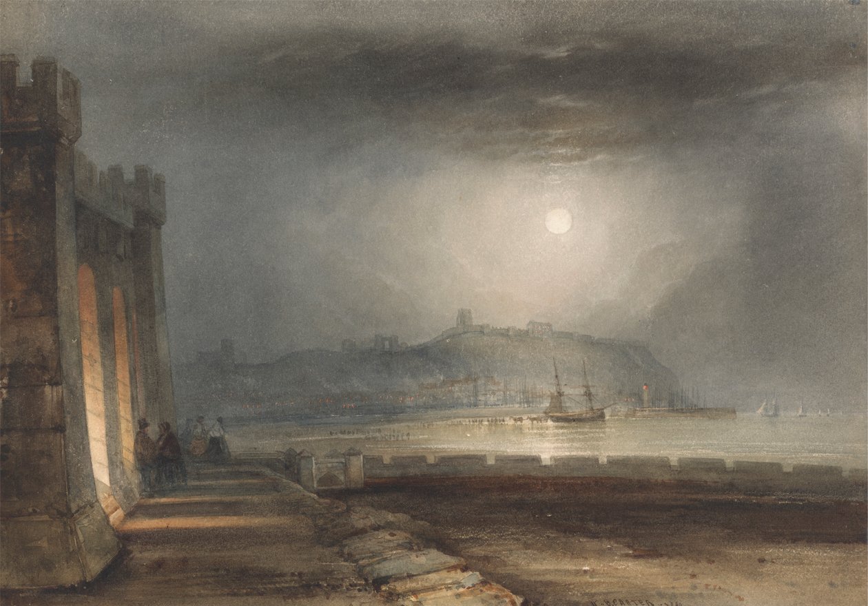 Scarborough Harbour, Yorkshire - Måneskinn av Henry Barlow Carter