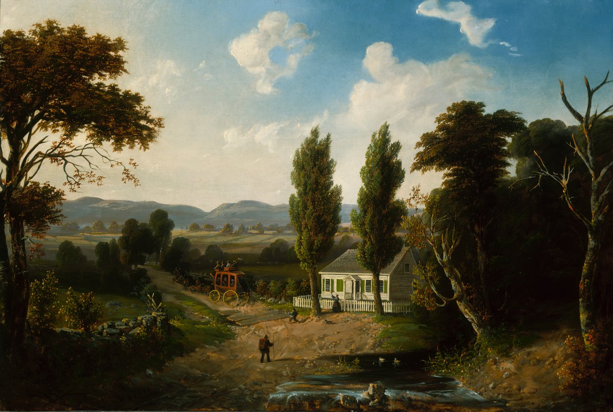 Landskap med diligence, 1856. av Henry Boese